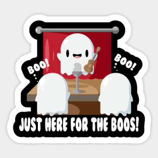 Just Here For The Boos Funny Ukulele Ghost Sticker